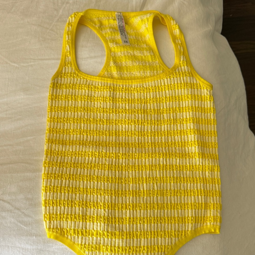 Yellow and White Striped Tank Top